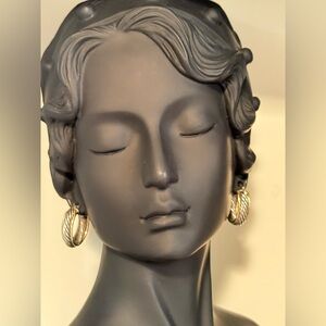 Vintage Sterling (925) Silver and 10K Yellow Gold Hoop Earrings